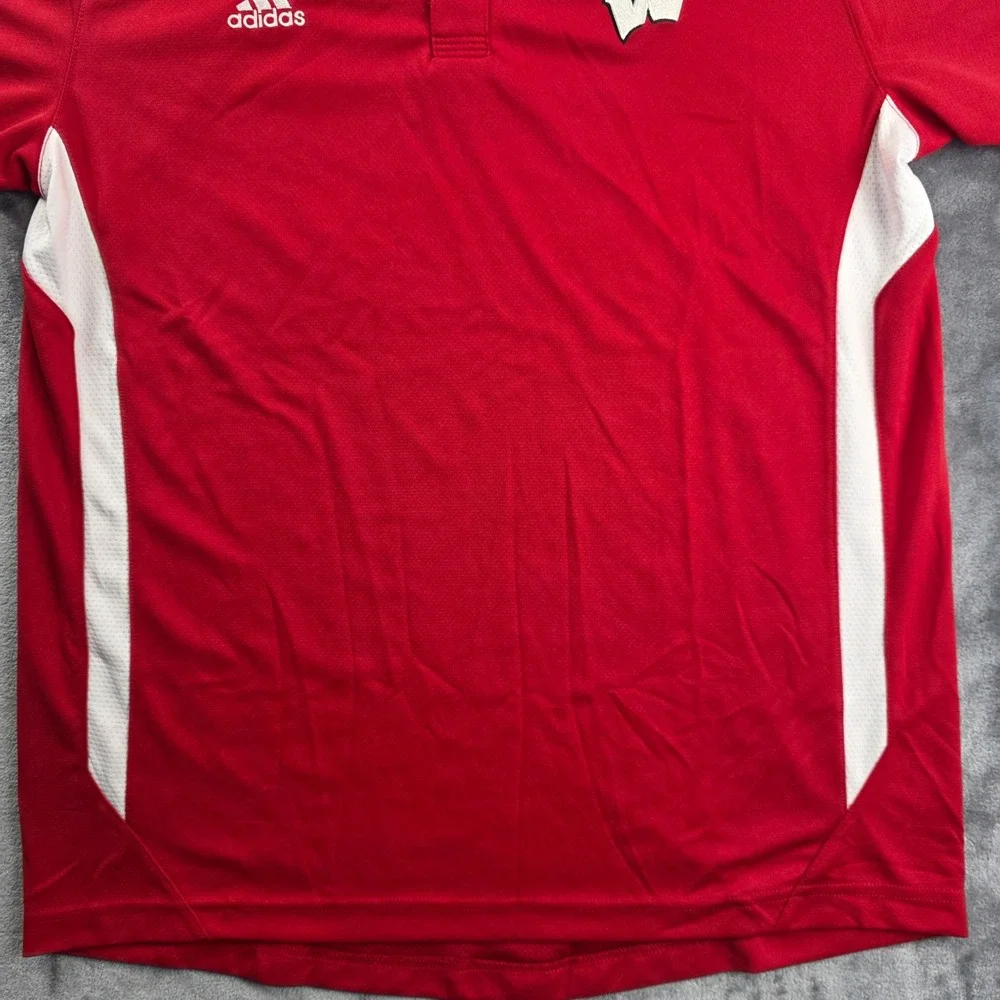 Adidas Polo Shirt Mens Medium Red White Wisconsin Badgers Climalite Bundle‎ 2pk